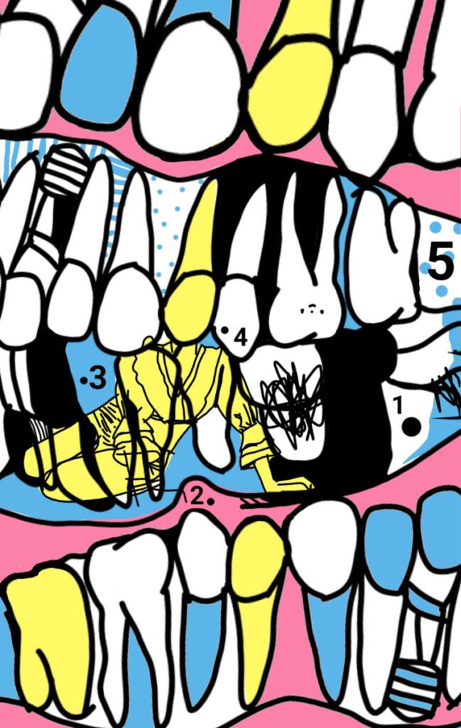 “Bite”, 2023, digital drawing by Rosana Oliveira, exhibited at Domio Gallery.