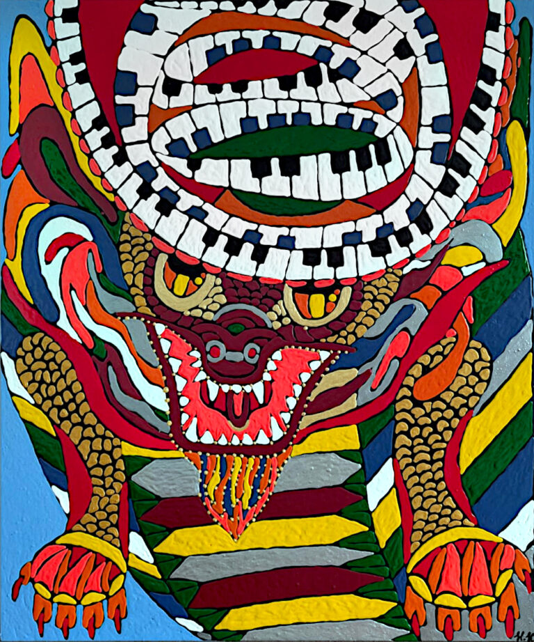 Dragon with a Hat, 2025. by Nike Kama, exhibited at Domio Gallery.
