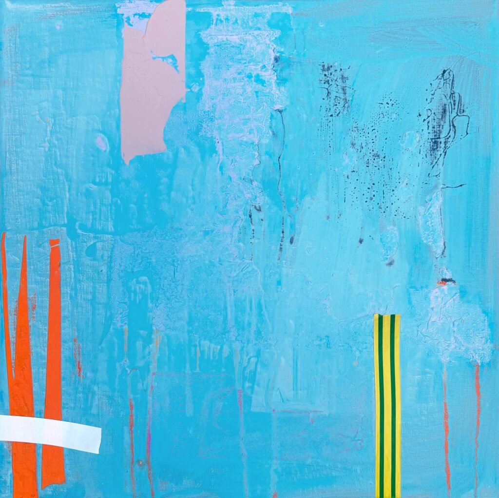 E/23, 2025, Acrylic and tape on canvas, 29×29 cm by Torsten Trantow, exhibited at Domio Gallery.