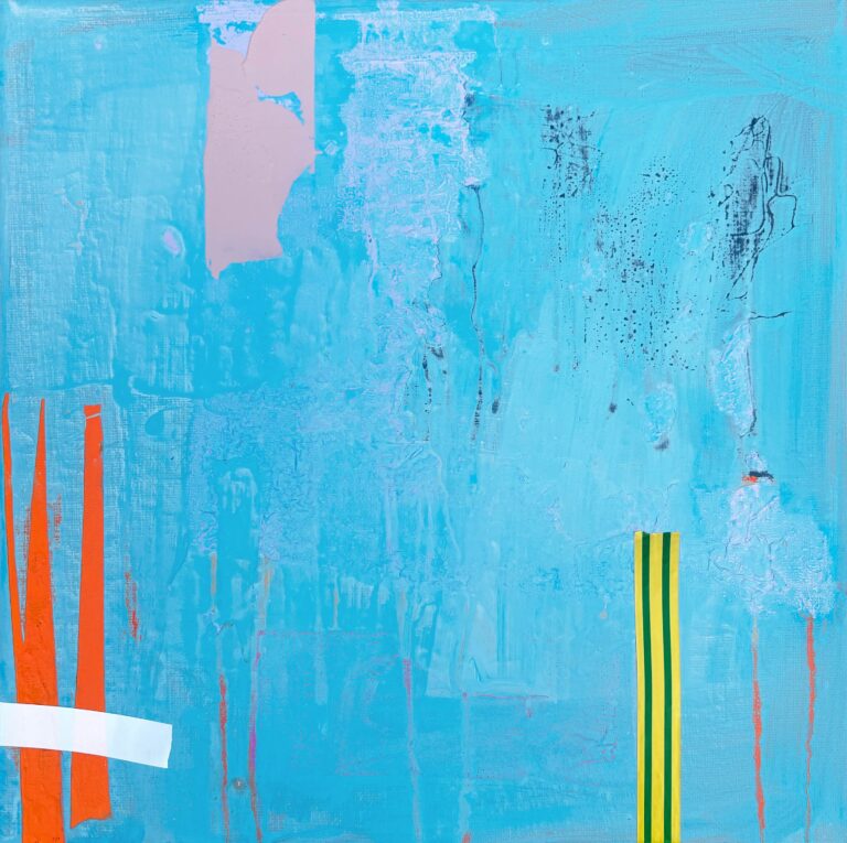 E/23, 2025, Acrylic and tape on canvas, 29×29 cm by Torsten Trantow, exhibited at Domio Gallery.
