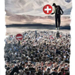 Alone is Better, Collage on cardboard, 24×32 cm by Barbara Taglioni, exhibited at Domio Gallery.