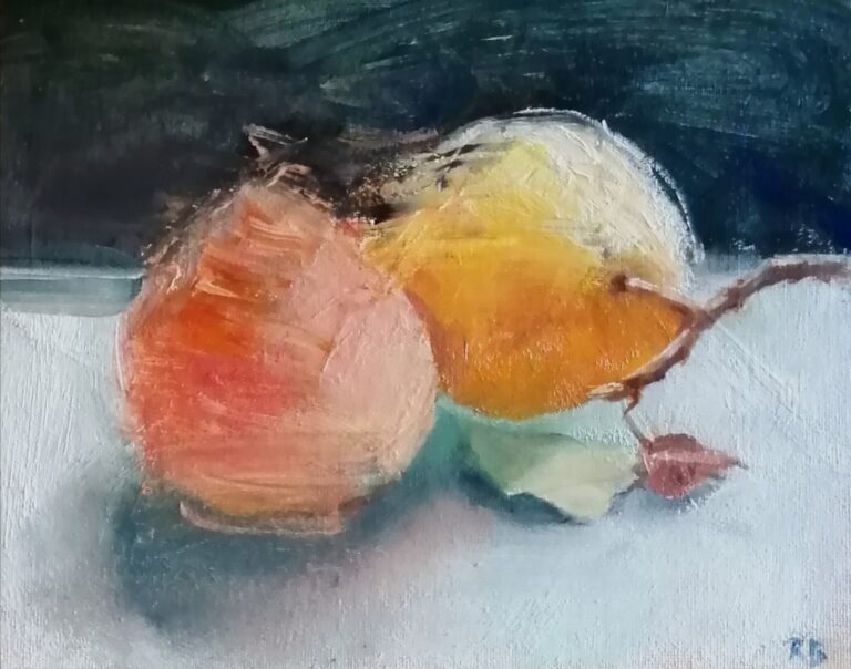 Two Old Pears, 2025. by Rosemary Burn, exhibited at Domio Gallery.
