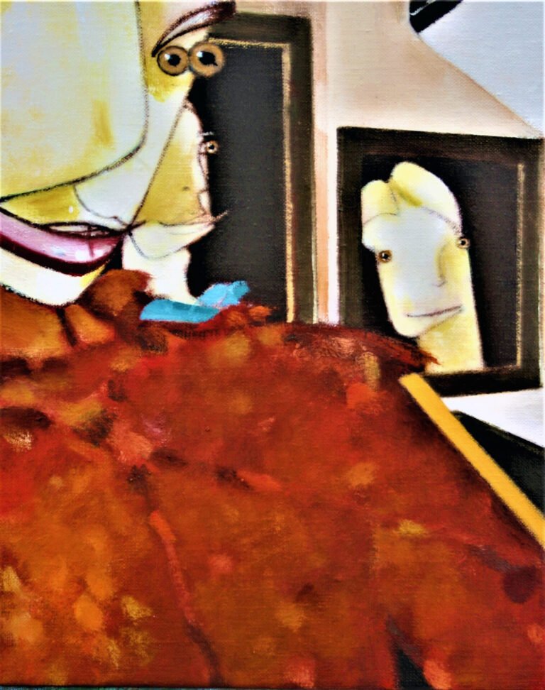 Mrs Sheldon with August Ames lips, 2023. by Tim Clarke, exhibited at Domio Gallery.