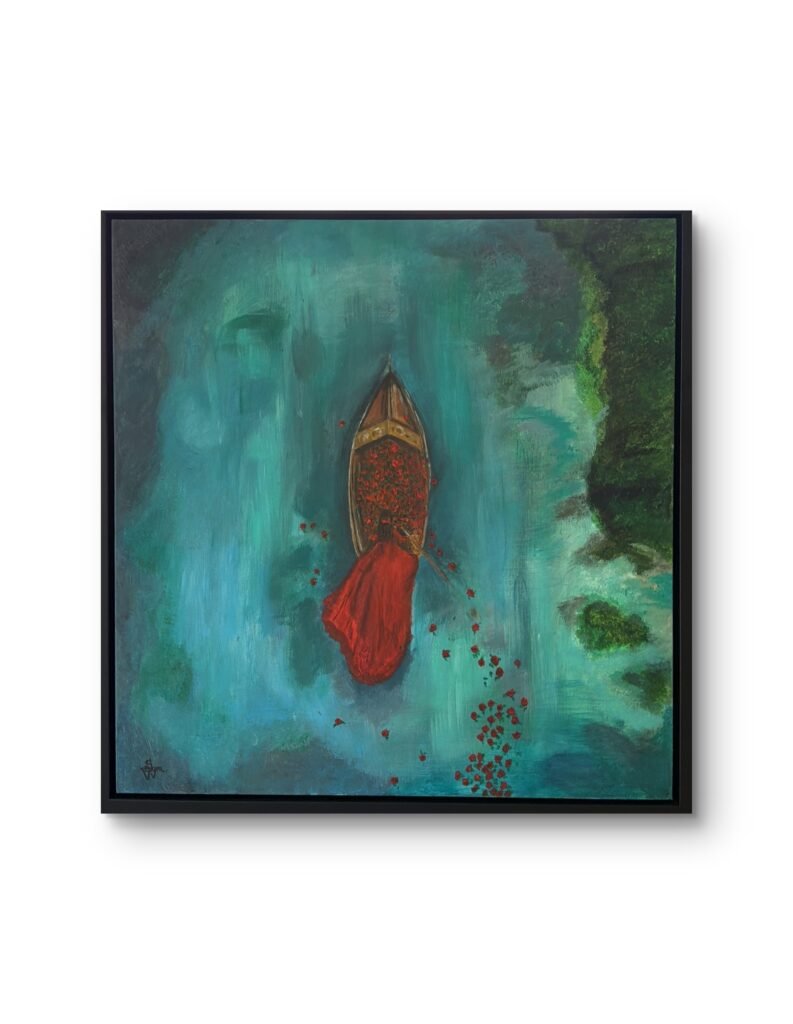 The Last goodbye, 2025, Mix Media, 60 x 60 by Syra Khan, exhibited at Domio Gallery.