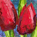 Tulips: Echoes of Spring, 2026, Ipad drawing, Aluminium dibond, 80x80 cm, € 1200 by Philip van den Dool, exhibited at Domio Gallery.