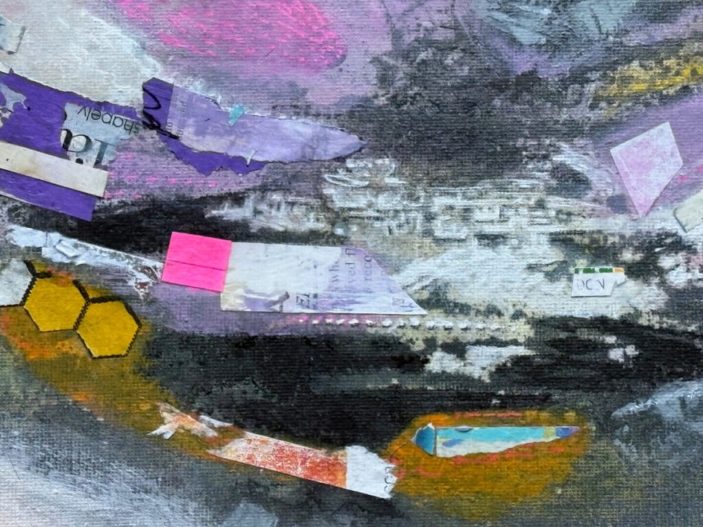 Modes, 2026, MediaFusion on canvas, 16x20 inches, $500 by 13rsp, exhibited at Domio Gallery.
