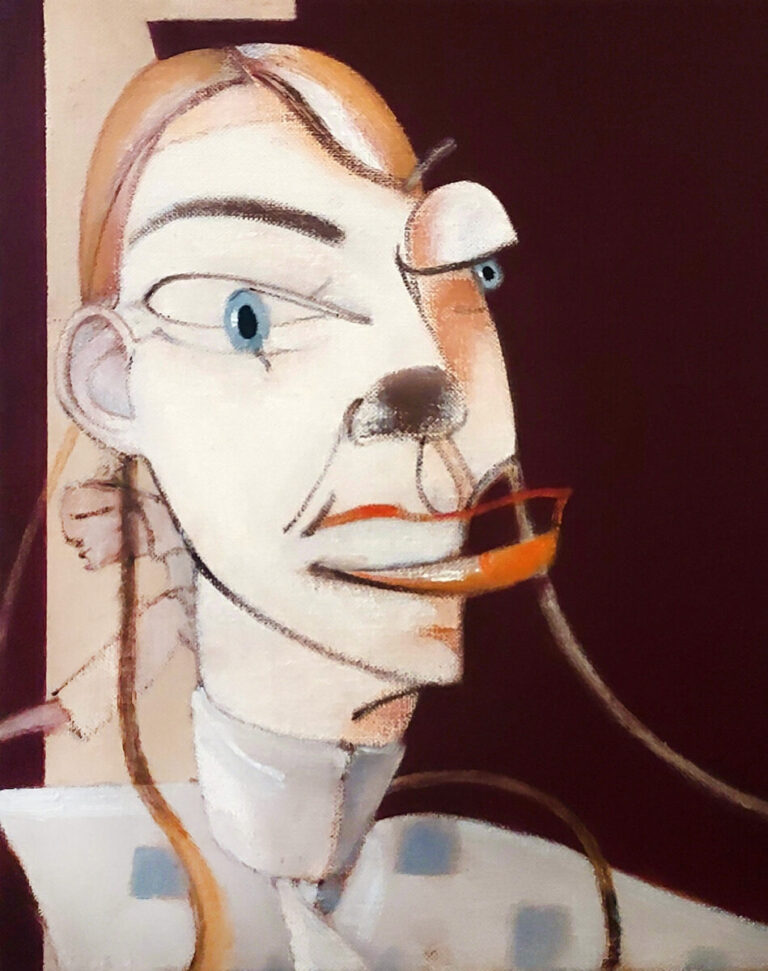 Kirsty Bushell as Juliet with black nose, 2026. by Tim Clarke, exhibited at Domio Gallery.