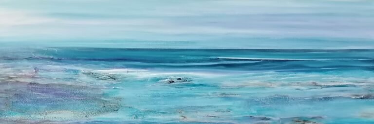 Ocean Breathe, 2025, Mixed media, 120x40 cm, €1. by Silke Hemelt, exhibited at Domio Gallery.