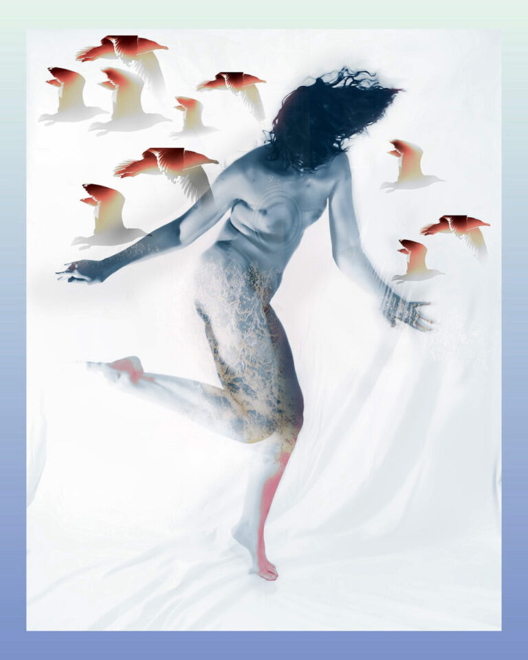 Self-portrait in flight, 2025. by Brechin Flournoy, exhibited at Domio Gallery.
