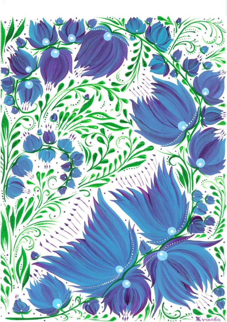 Title: "I wake up" Gouache on paper 30 × 40 cm, unframed Naïve art by Yuliia Zhuchkova, exhibited at Domio Gallery.