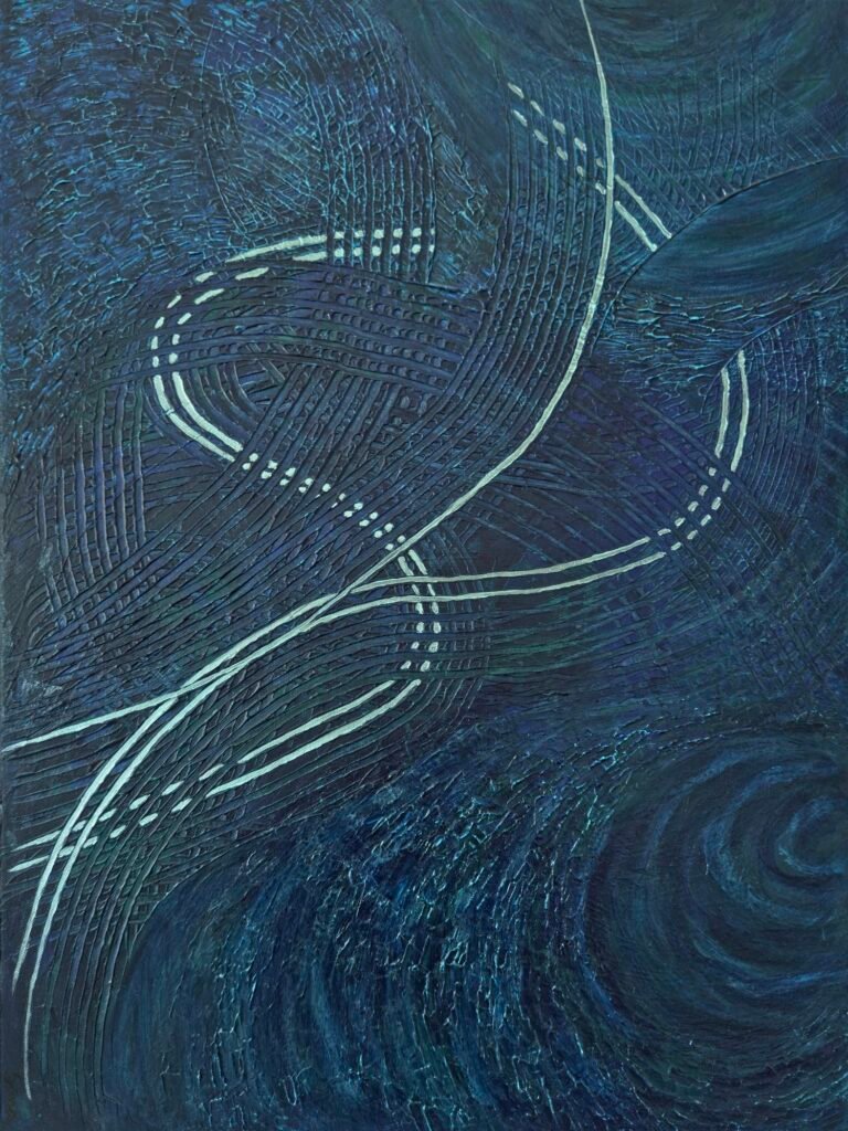 Medusa I, 2026, acrylic on canvas, 18″x24″x0. by Sima Jasani, exhibited at Domio Gallery.