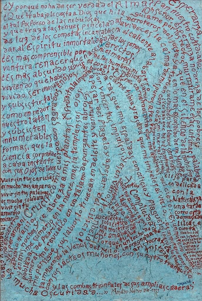 Delicta carnis, 2026, Iink on handmade paper, 40×60 cm, 750 Euro by Jorge Humberto Tapia Perez, exhibited at Domio Gallery.