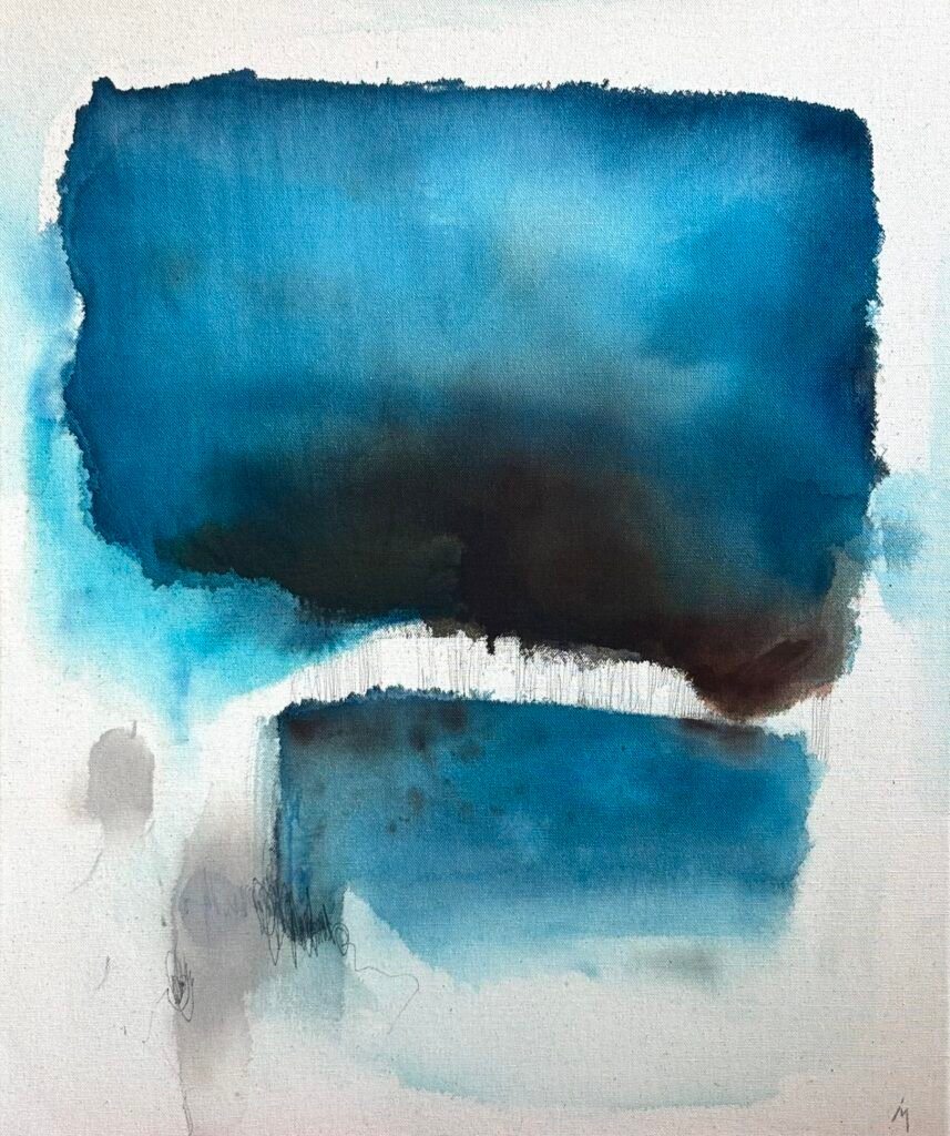 Dissociation, 2026, Acrylic on raw canvas, 60×50 cm, 750€ by Iwona Marchewka, exhibited at Domio Gallery.