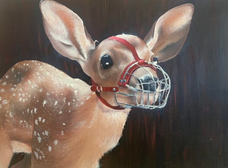 To Defend Myself, 2025, Acrylic Painting, 24″ x 18″, NFS by Asher Travis, exhibited at Domio Gallery.