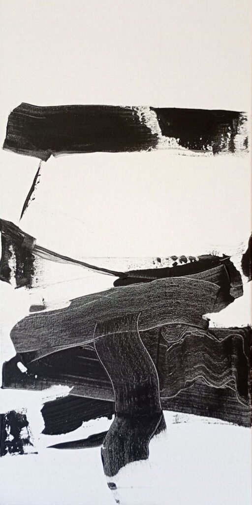 A, 2025/2026, akryl, 30×60, by Małgorzata Diakowicz, exhibited at Domio Gallery.