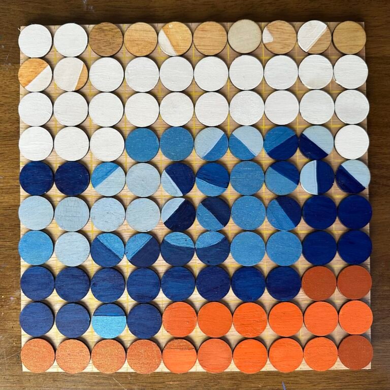 Becoming Series, 2026, Mixed Relief On Plywood, 30cm x 30cm each by Reena M, exhibited at Domio Gallery.