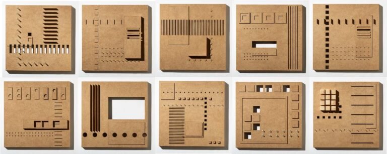 Work No 52, 2025, MDF wood acrylic, 30x30x5 cm (per unit) by Yenti Hsu, exhibited at Domio Gallery.